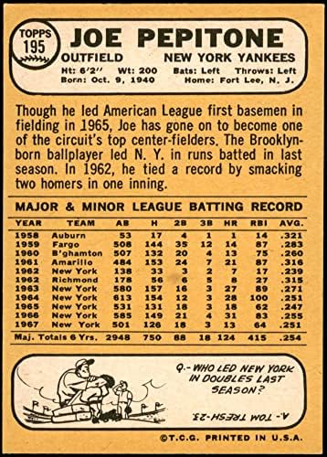 1968 Topps 195 A Joe Pepitone New York Yankees NM/MT Yankees