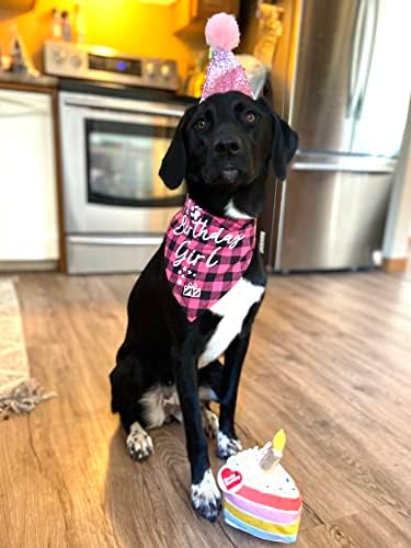 ליהנות מכלב מחמד בנדנה בנדנה כלב ציוד למסיבות יום הולדת משובץ כלב משובץ בנדנות צעיף כובע יום הולדת לחיות מחמד עם מספר