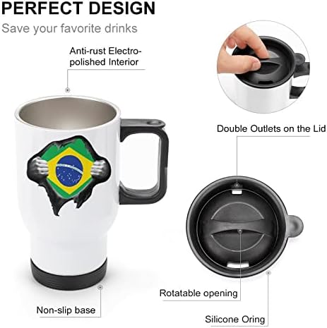 דגל ברזיל ספל קפה גאה ספל נירוסטה כוס מבודד ואקום עם מכסה וידית