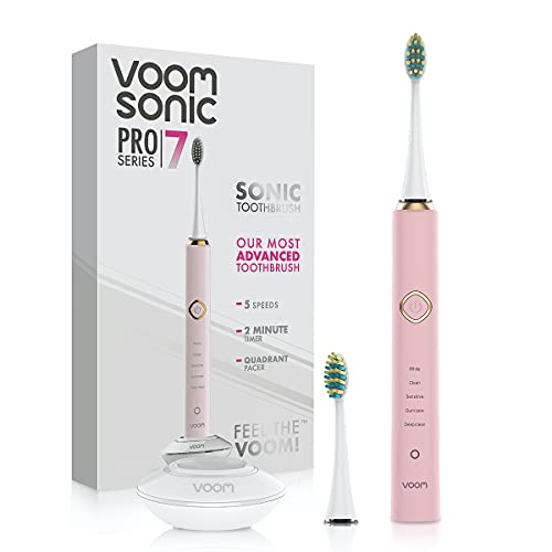 Voom Sonic Pro 7 מברשת שיניים אלקטרונית נטענת עם טכנולוגיית הטיפול הפה מתקדם ביותר של טיימר 2 דקות עם צעדה ריבועית ו