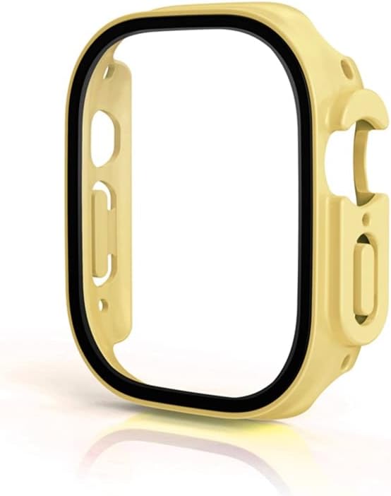 BNEGUV Glass+Case עבור Apple Watch Ultra 49 ממ רצועה SmartWatch PC פגוש+מגן מסך כיסוי מזג Iwatch Series אביזרים