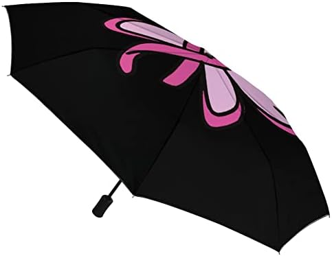 סרט סרטן השד פרפר 3 קפלים מטריית נסיעות נגד אולטרה סגול מטריות אטומות לרוח מטרייה פתוחה אוטומטית אופנתית