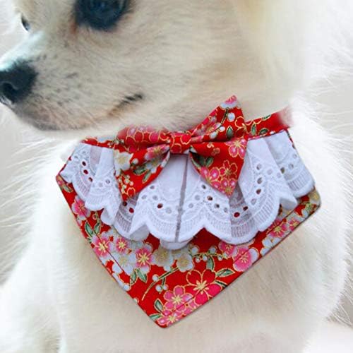 Ipetboom מחמד כלב בנדנה משולש ליקוף דפוס פרחים יפני צעיף מגבת מגבת כלב אביזרים נקרנים לאביזרים לבינוני קטן כלבים גדולים
